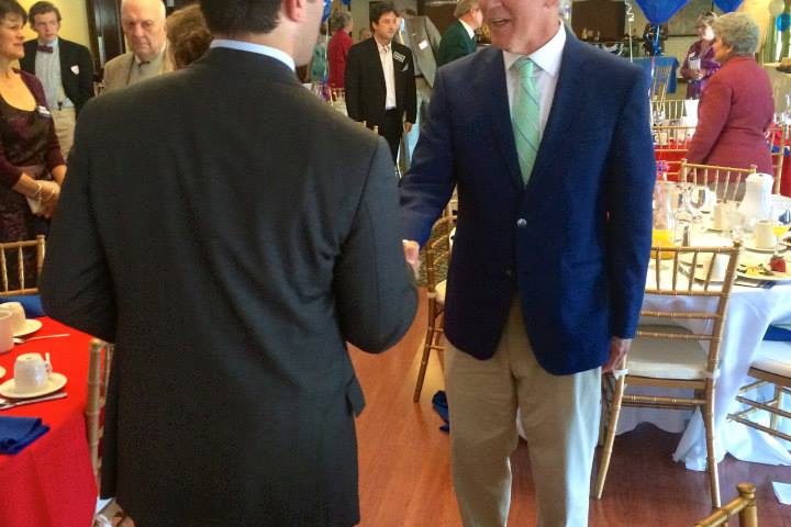 Hampden District Attorney Anthony Gulluni shakes hands with U.S. Rep. Richard Neal.