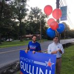Hampden District Attorney Anthony Gulluni and a volunteer campaigning.