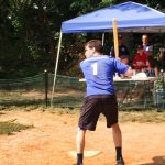 Hampden District Attorney Anthony Gulluni at-bat during a wiffle ball tournament.