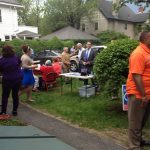 An outside campaign event for Hampden District Attorney Anthony Gulluni.