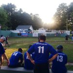 A team at a wiffle ball tournament wearing t-shirts supporting Hampden District Attorney Anthony Gulluni.