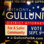 A sign in support of Hampden District Attorney Anthony Gulluni's campaign.