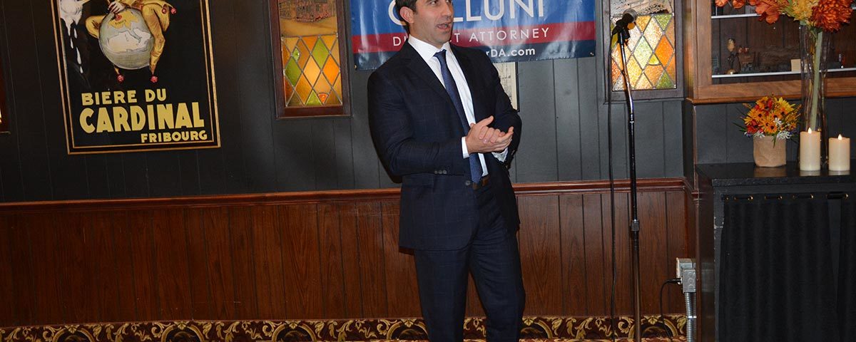 Hampden District Attorney Anthony Gulluni speaks at an event in support of his campaign.